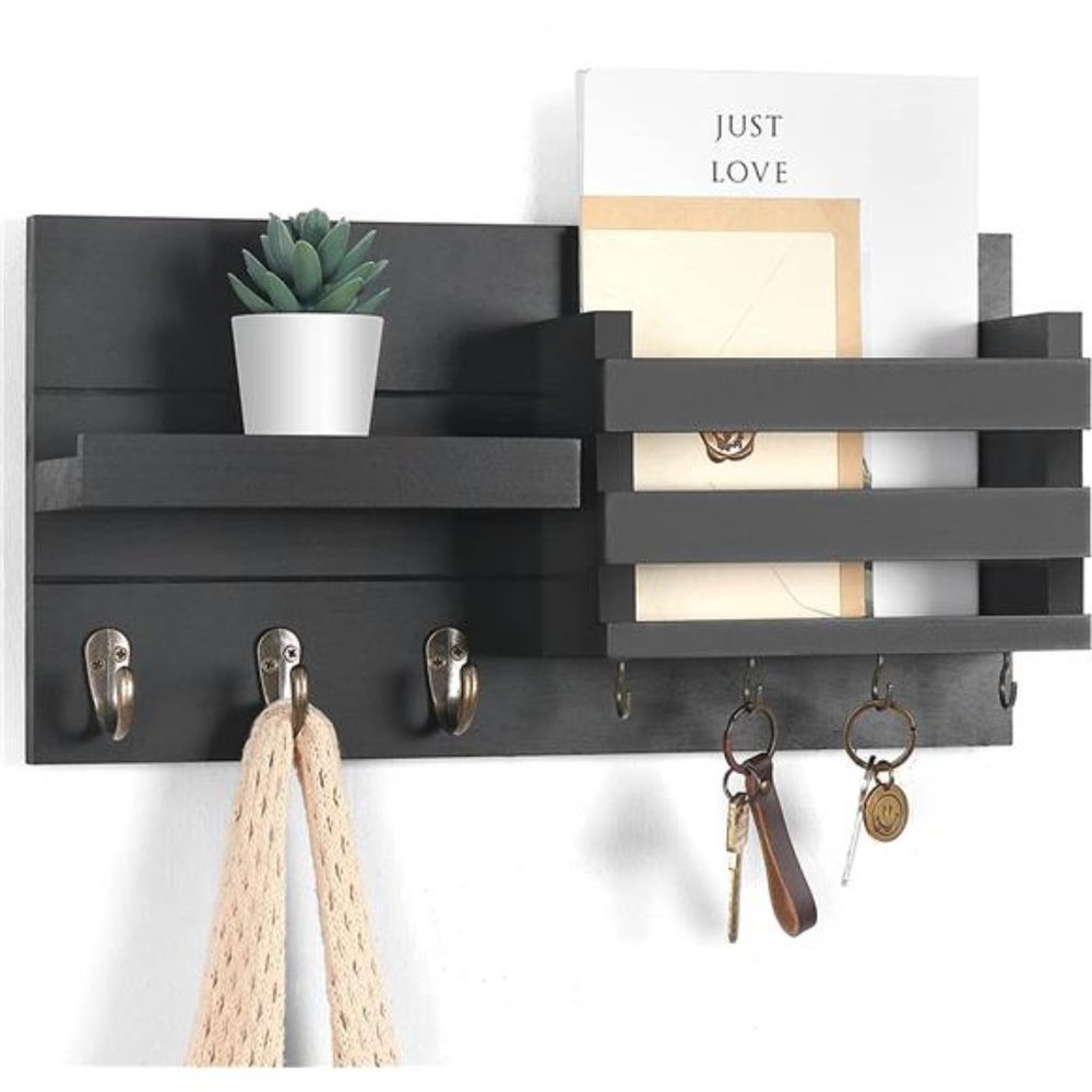 Mail Organizer for Wall Mount–Key Holder with Shelf Includes Letter Holder&Hooks